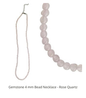 Gemstone 4 mm Bead Necklace - Rose Quartz
